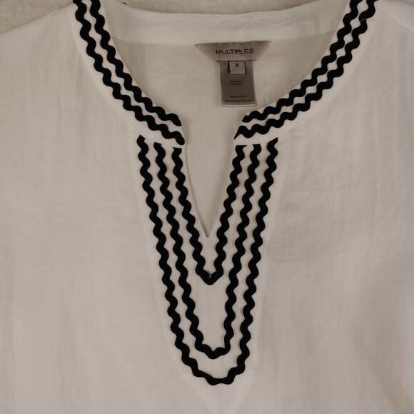 Multiples Tunic White and Black Rick Rack Apparel Trim Size Medium - Picture 3 of 6